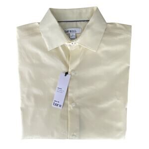 Bar III Dress Shirt Men's Small 14-14.5 Slim Fit Stretch Easy Care Yellow NEW
